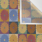 Retro Flowers Check Pattern XII Wall Tapestry Gallery Image 3