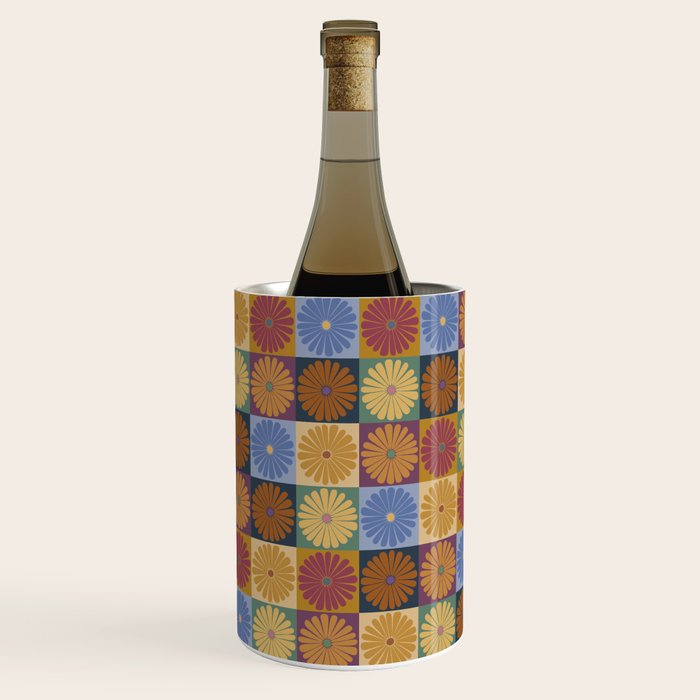 Retro Flowers Check Pattern XII Wine Chiller Gallery Image 3