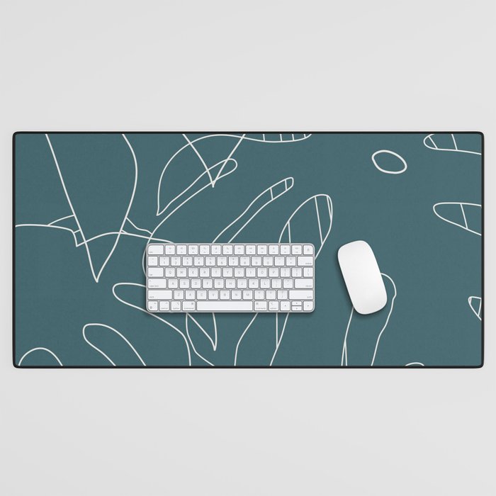 Monstera No2 Teal Desk Mat Gallery Image 1