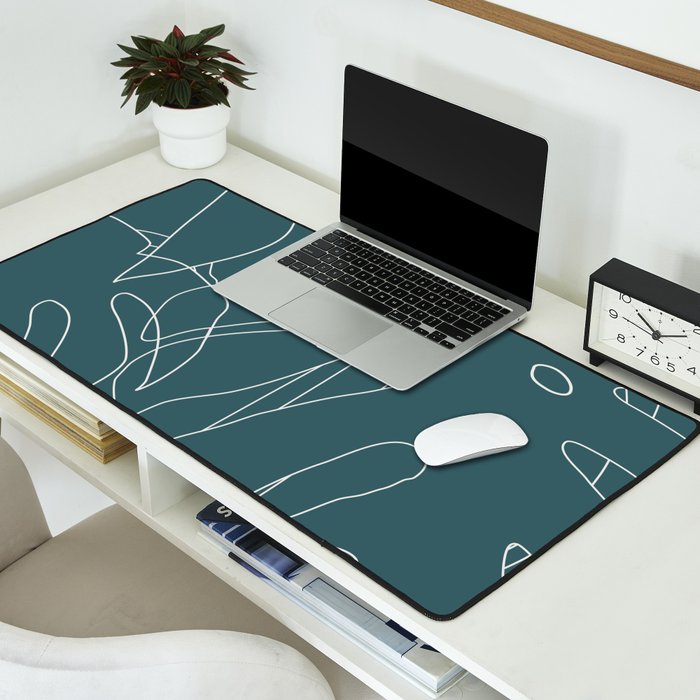 Monstera No2 Teal Desk Mat Gallery Image 2