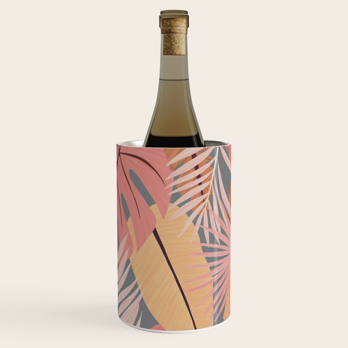 Pink tropical leaves Wine Chiller Gallery Image 3