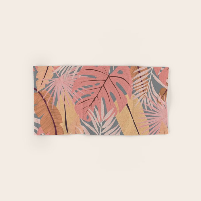 Pink tropical leaves Bath Towel Gallery Image 1