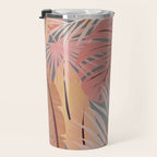 Pink tropical leaves Travel Mug Gallery Image 3