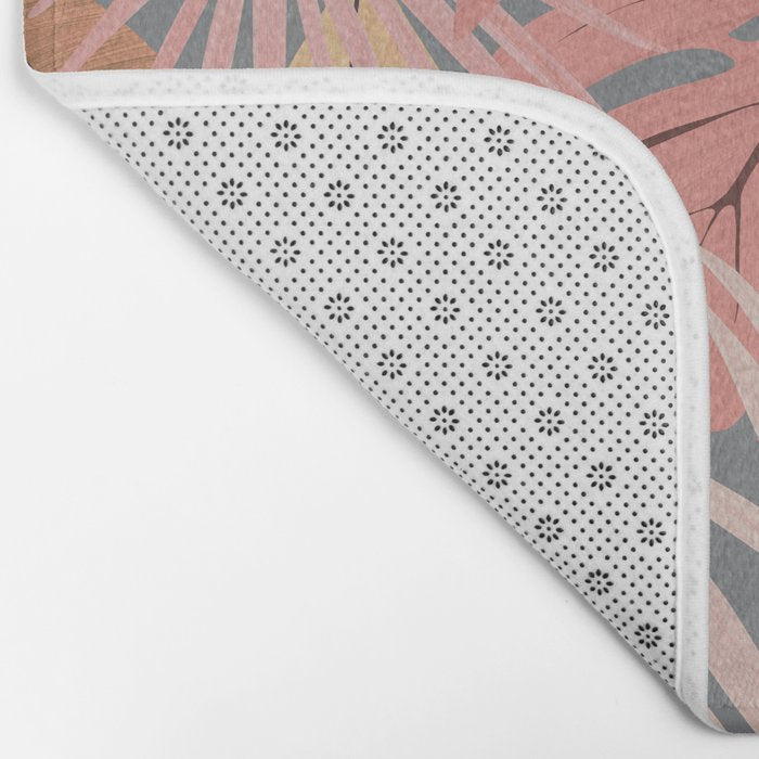 Pink tropical leaves Bath Mat Gallery Image 2