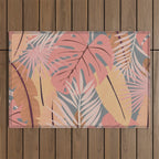 Pink tropical leaves Outdoor Rug Gallery Image 1
