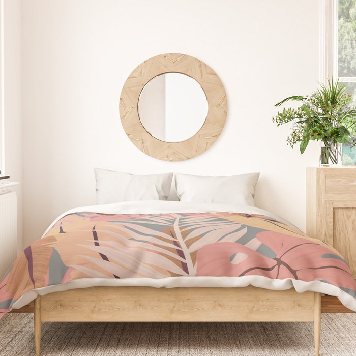 Pink tropical leaves Duvet Cover Gallery Image 3