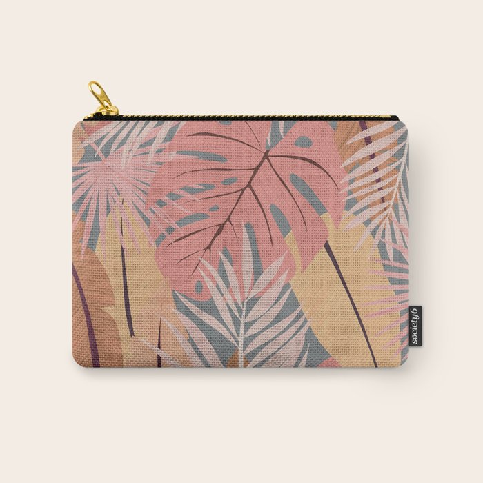 Pink tropical leaves Carry All Pouch Gallery Image 1