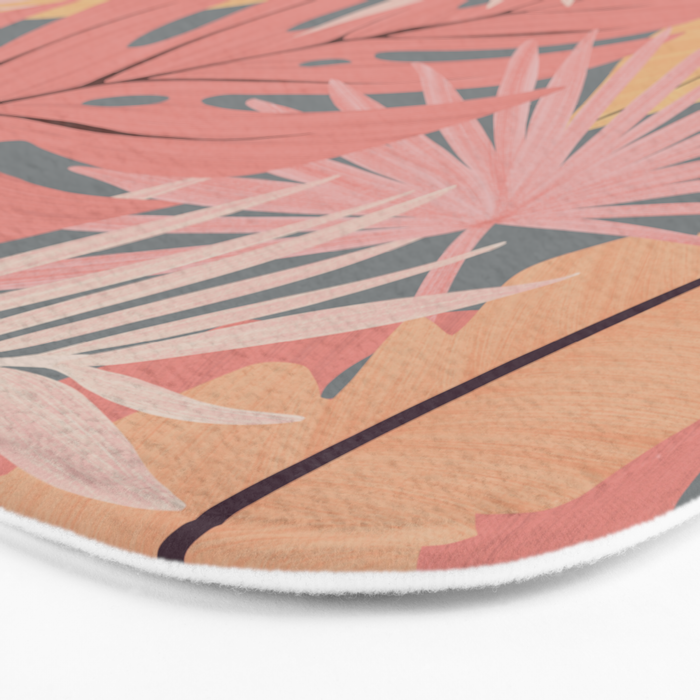 Pink tropical leaves Bath Mat Gallery Image 3