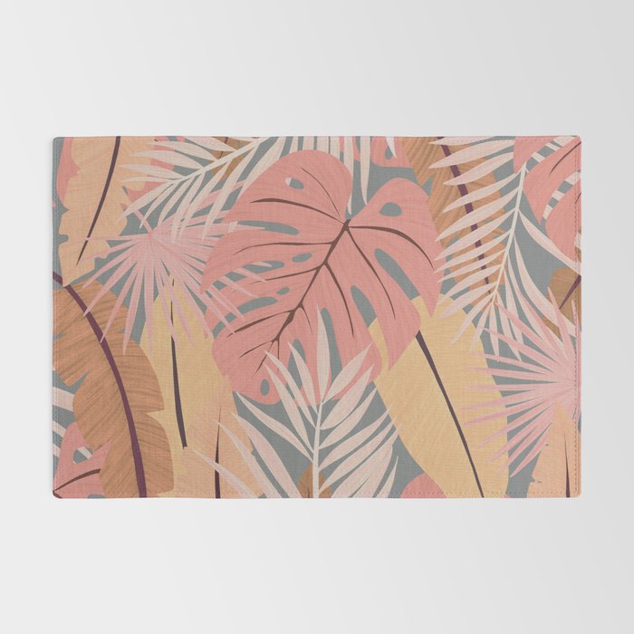 Pink tropical leaves Rug Gallery Image 2