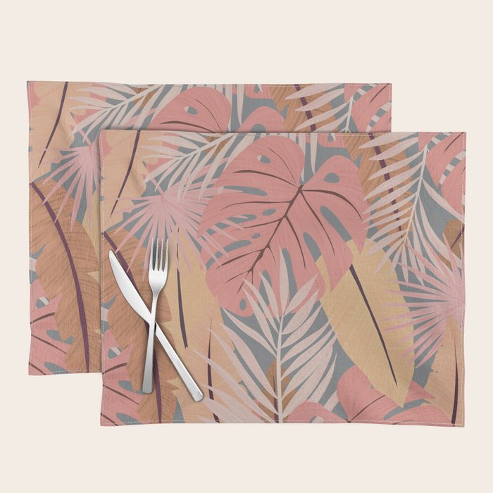 Pink tropical leaves Placemat Gallery Image 1