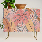 Pink tropical leaves Credenza Gallery Image 1