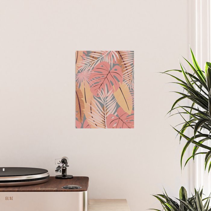 Pink tropical leaves Poster Gallery Image 2