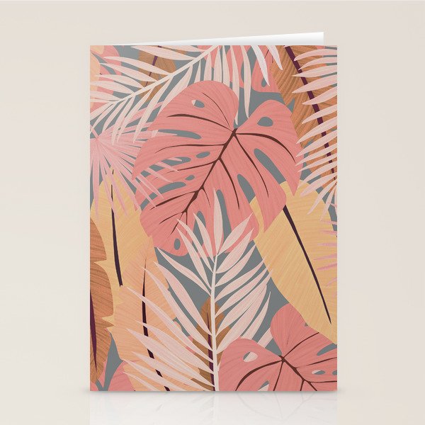 Pink tropical leaves Stationery Card Gallery Image 2