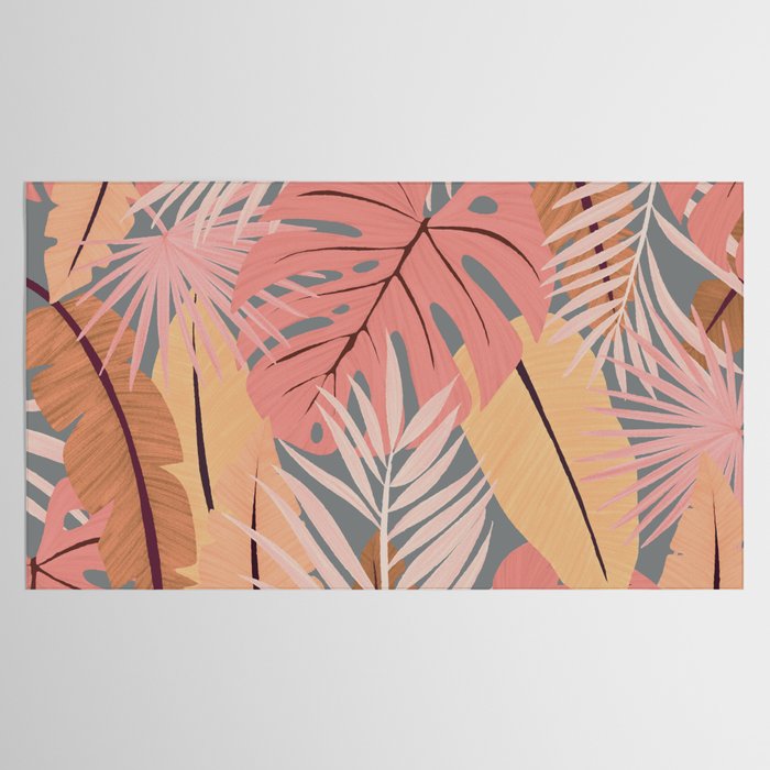 Pink tropical leaves Tablecloth Gallery Image 2