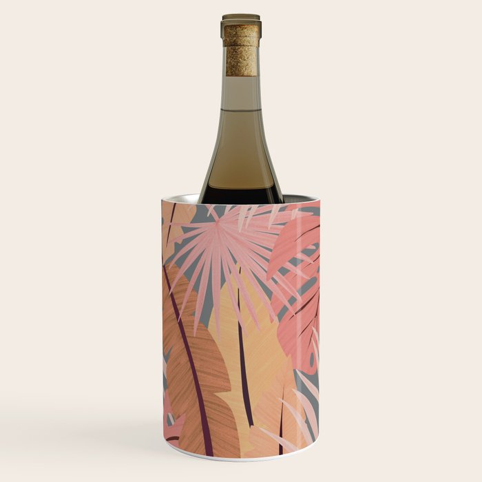 Pink tropical leaves Wine Chiller Gallery Image 2