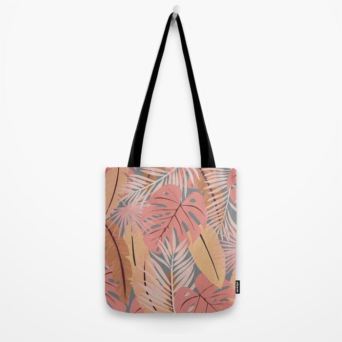 Pink tropical leaves Tote Bag Gallery Image 2
