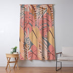 Pink tropical leaves Window Curtain Gallery Image 5