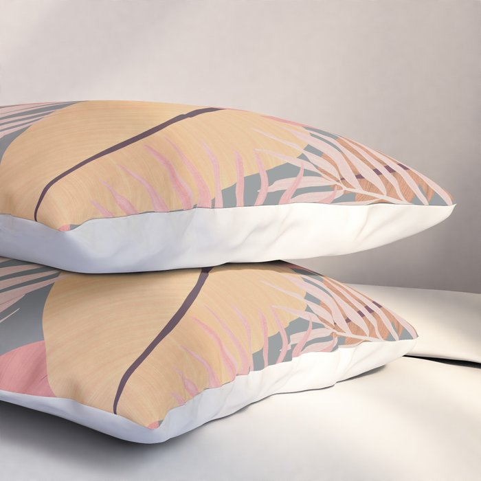 Pink tropical leaves Pillow Sham Gallery Image 3