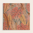 Pink tropical leaves Wood Wall Art Gallery Image 1