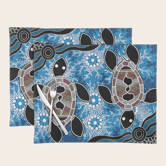 Authentic Aboriginal Art - Sea Turtles Placemat Gallery Image 1