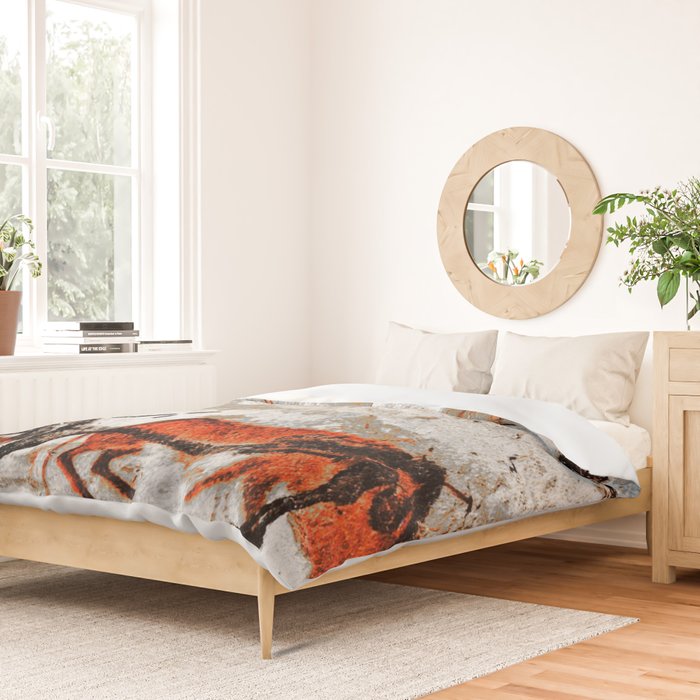 Prehistoric Bull Lascaux Cave Painting Duvet Cover Gallery Image 2