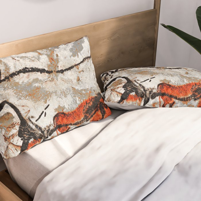 Prehistoric Bull Lascaux Cave Painting Pillow Sham Gallery Image 2
