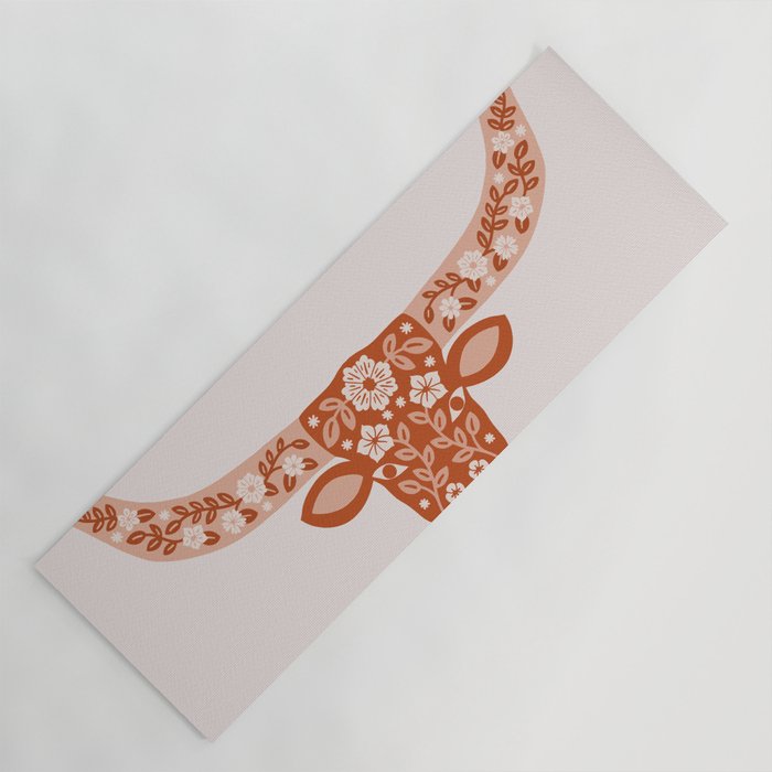 Floral Longhorn â Burnt Orange Yoga Mat Gallery Image 1
