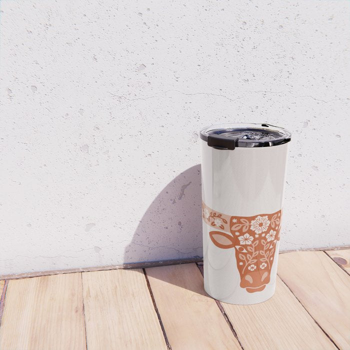 Floral Longhorn â Burnt Orange Travel Mug Gallery Image 4