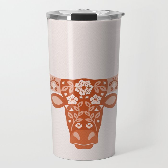 Floral Longhorn â Burnt Orange Travel Mug Gallery Image 1