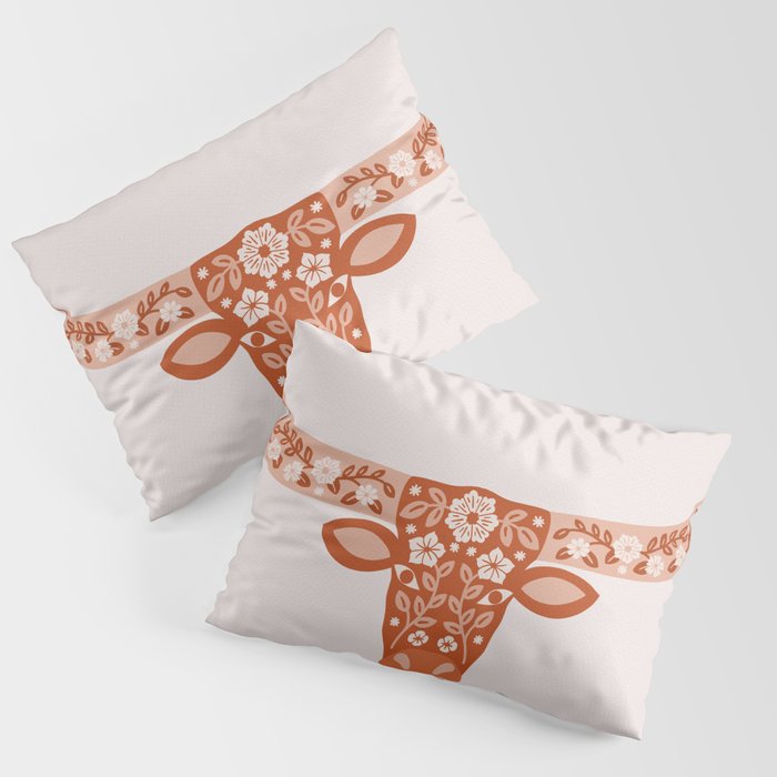Floral Longhorn â Burnt Orange Pillow Sham Gallery Image 3