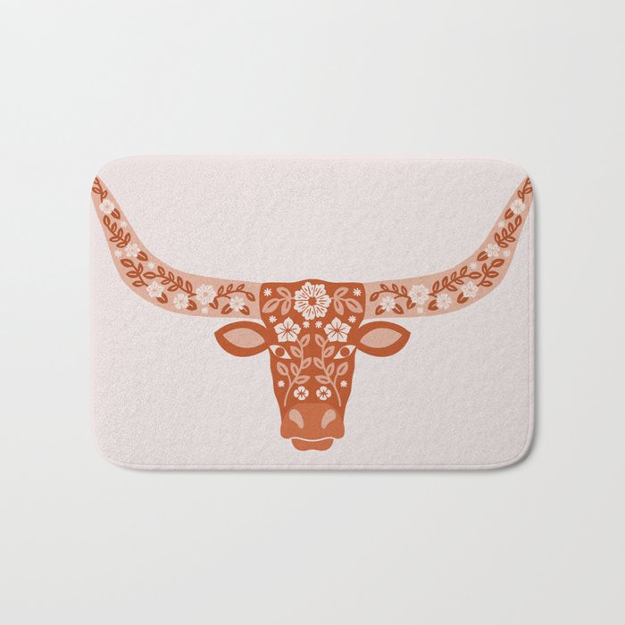 Floral Longhorn â Burnt Orange Bath Mat Gallery Image 1
