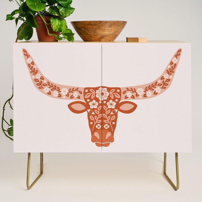 Floral Longhorn â Burnt Orange Credenza Gallery Image 1