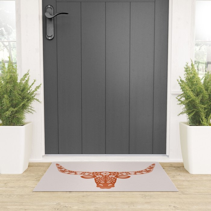 Floral Longhorn â Burnt Orange Welcome Mat Gallery Image 3