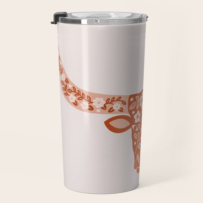 Floral Longhorn â Burnt Orange Travel Mug Gallery Image 3