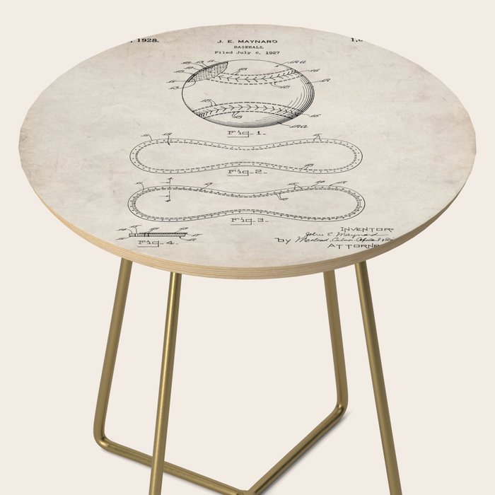 Baseball Patent - Softball Art - Antique Side Table Gallery Image 2