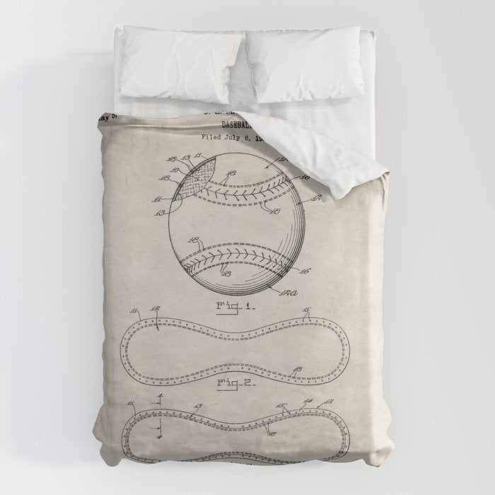 Baseball Patent - Softball Art - Antique Duvet Cover Gallery Image 6