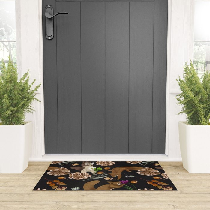 Squirrel flowering dark meadow Welcome Mat Gallery Image 3