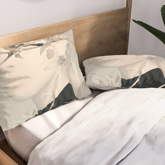 Woman and Birds 2 Pillow Sham Gallery Image 2