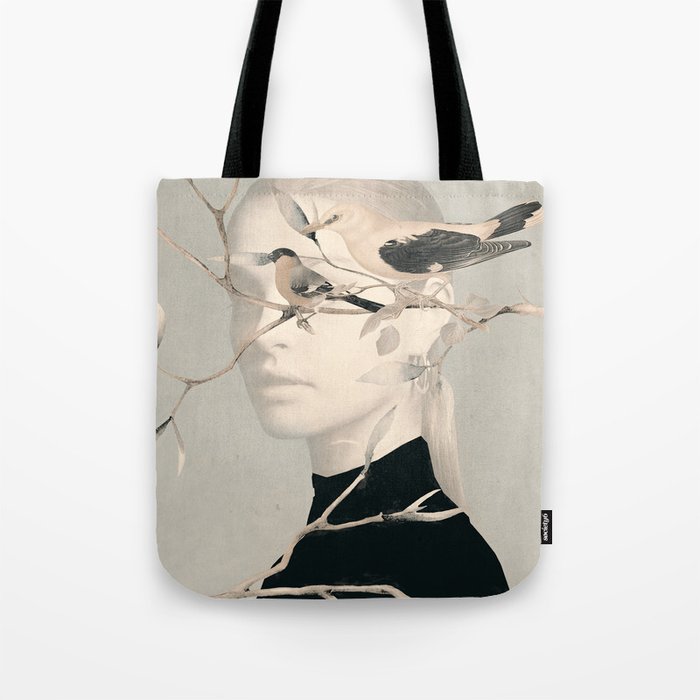 Woman and Birds 2 Tote Bag Gallery Image 1