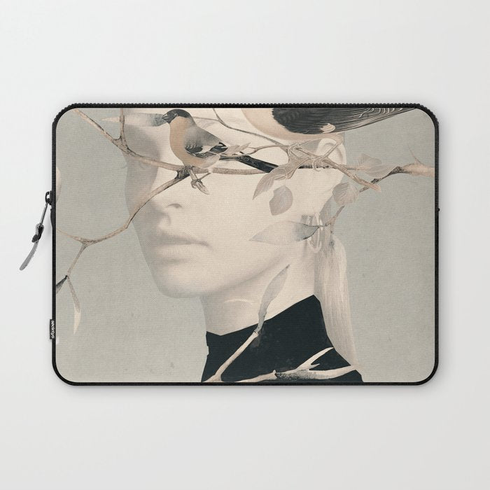 Woman and Birds 2 Laptop Sleeve Gallery Image 1