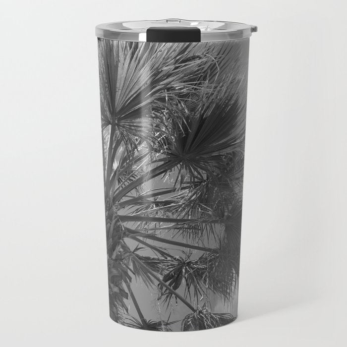 Black and white palm tree in Spain - summer nature and travel photography.  Travel Mug Gallery Image 1