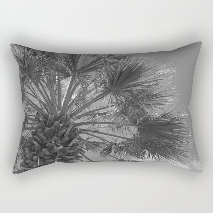 Black and white palm tree in Spain - summer nature and travel photography.  Rectangular Pillow Gallery Image 2