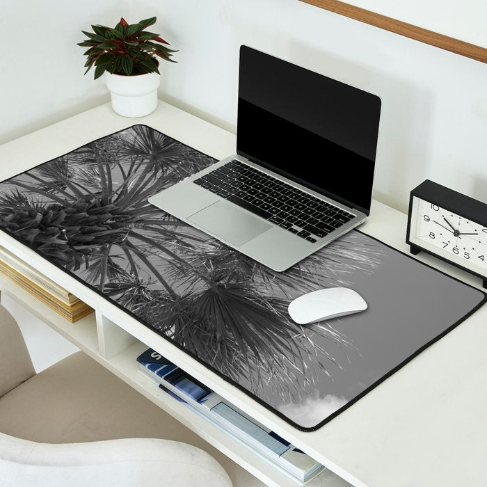 Black and white palm tree in Spain - summer nature and travel photography.  Desk Mat Gallery Image 2