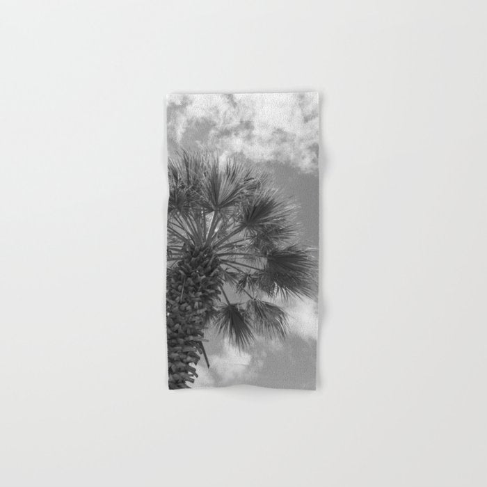 Black and white palm tree in Spain - summer nature and travel photography.  Bath Towel Gallery Image 1