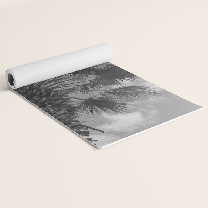 Black and white palm tree in Spain - summer nature and travel photography.  Yoga Mat Gallery Image 2