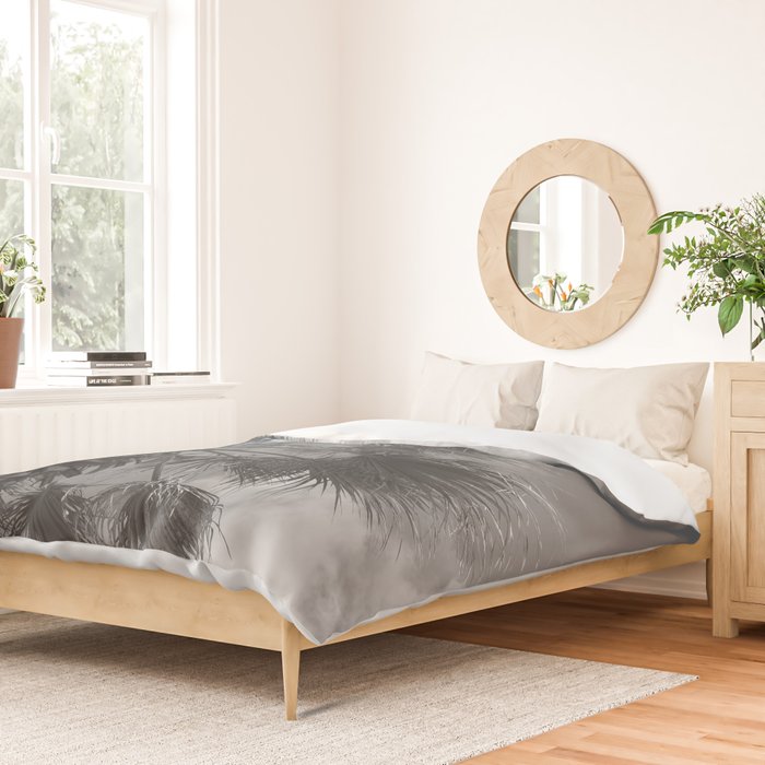 Black and white palm tree in Spain - summer nature and travel photography.  Duvet Cover Gallery Image 2