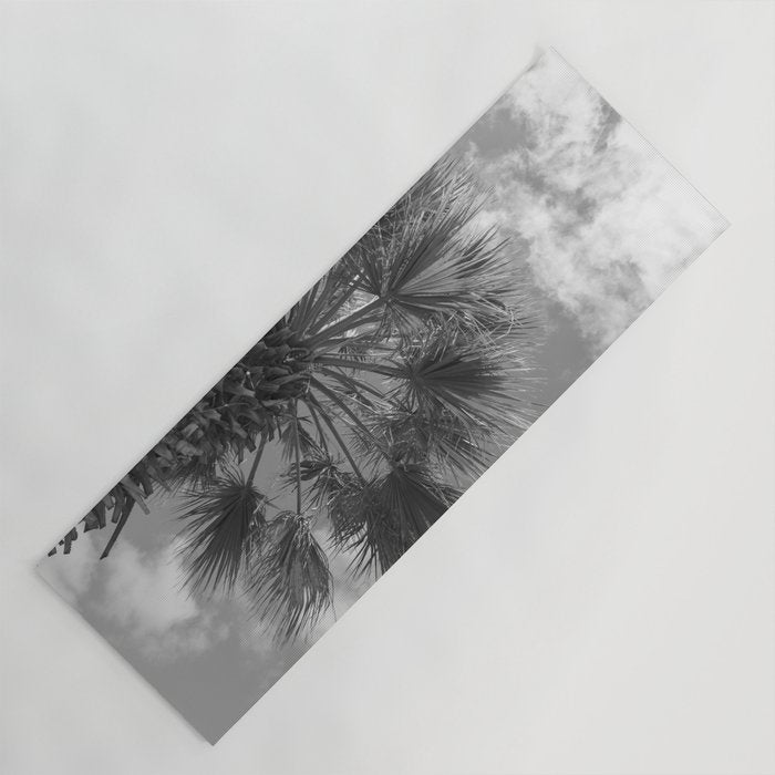 Black and white palm tree in Spain - summer nature and travel photography.  Yoga Mat Gallery Image 1