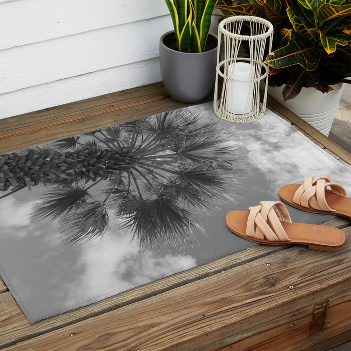 Black and white palm tree in Spain - summer nature and travel photography.  Outdoor Rug Gallery Image 2