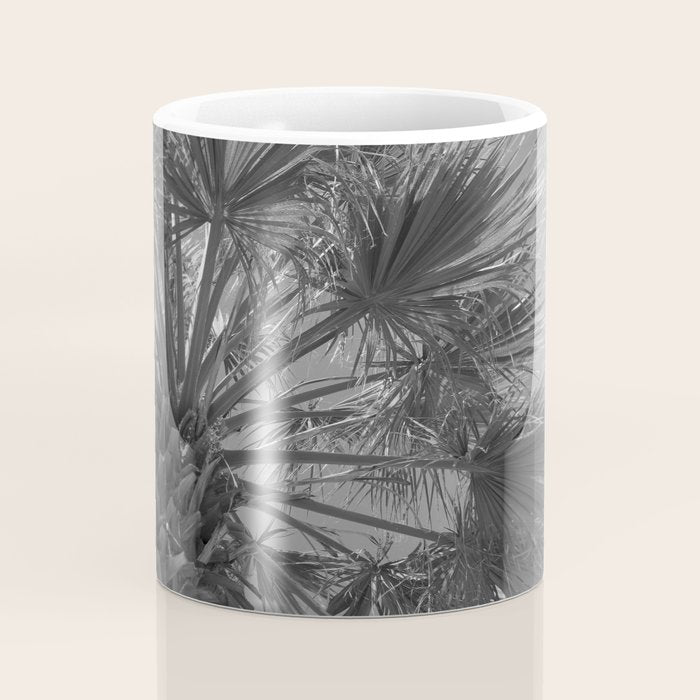 Black and white palm tree in Spain - summer nature and travel photography.  Coffee Mug Gallery Image 4