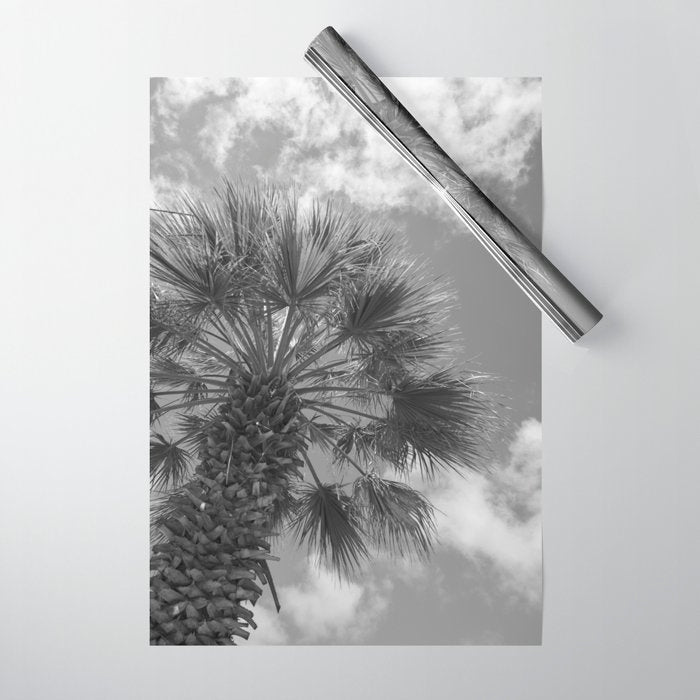 Black and white palm tree in Spain - summer nature and travel photography.  Wrapping Paper Gallery Image 1